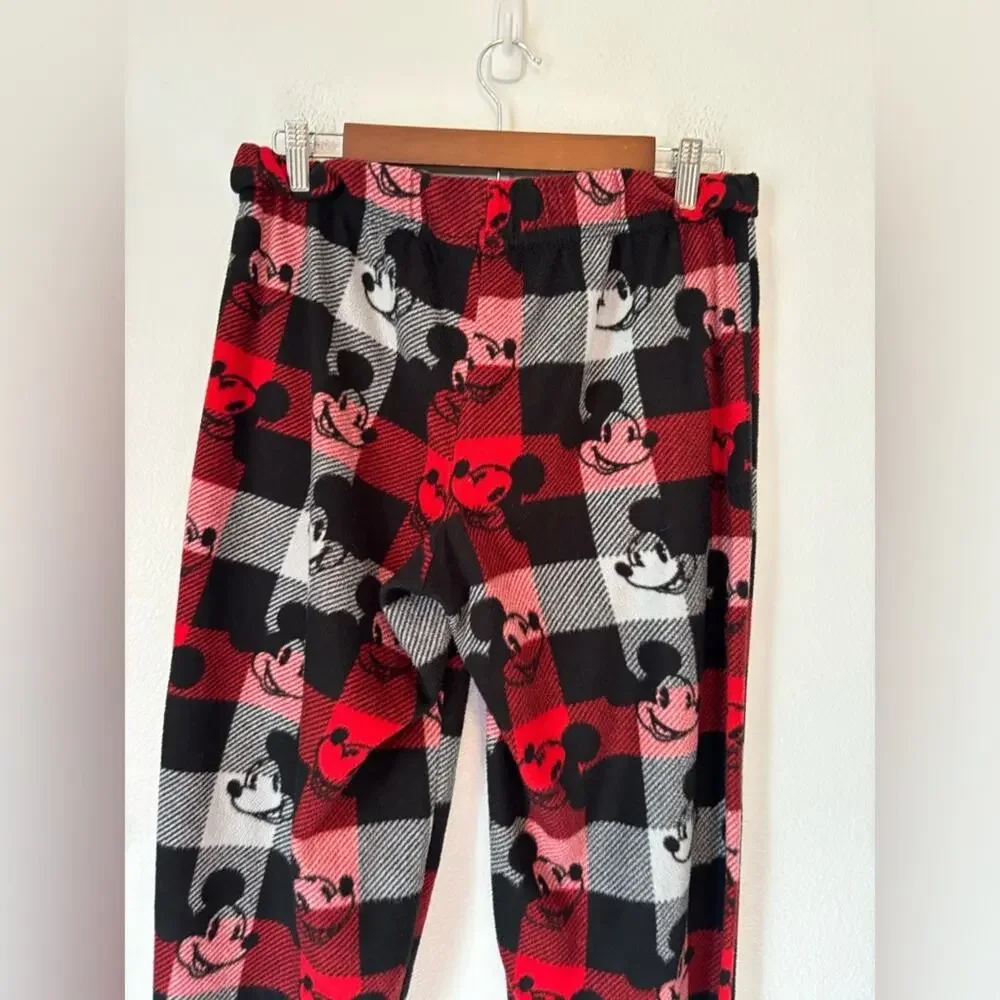 Disney Mickey Mouse Med Red Black Plaid Lounge Pajama Pants Travel Vacation‎ - Picture 5 of 7
